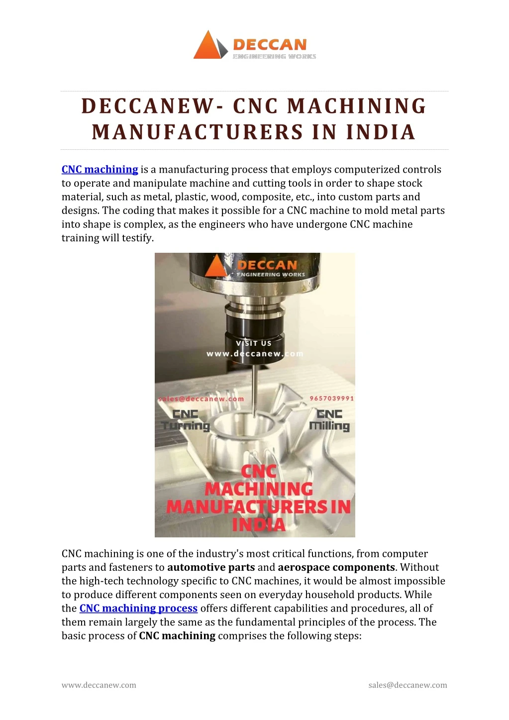 deccanew cnc machining manufacturers in india