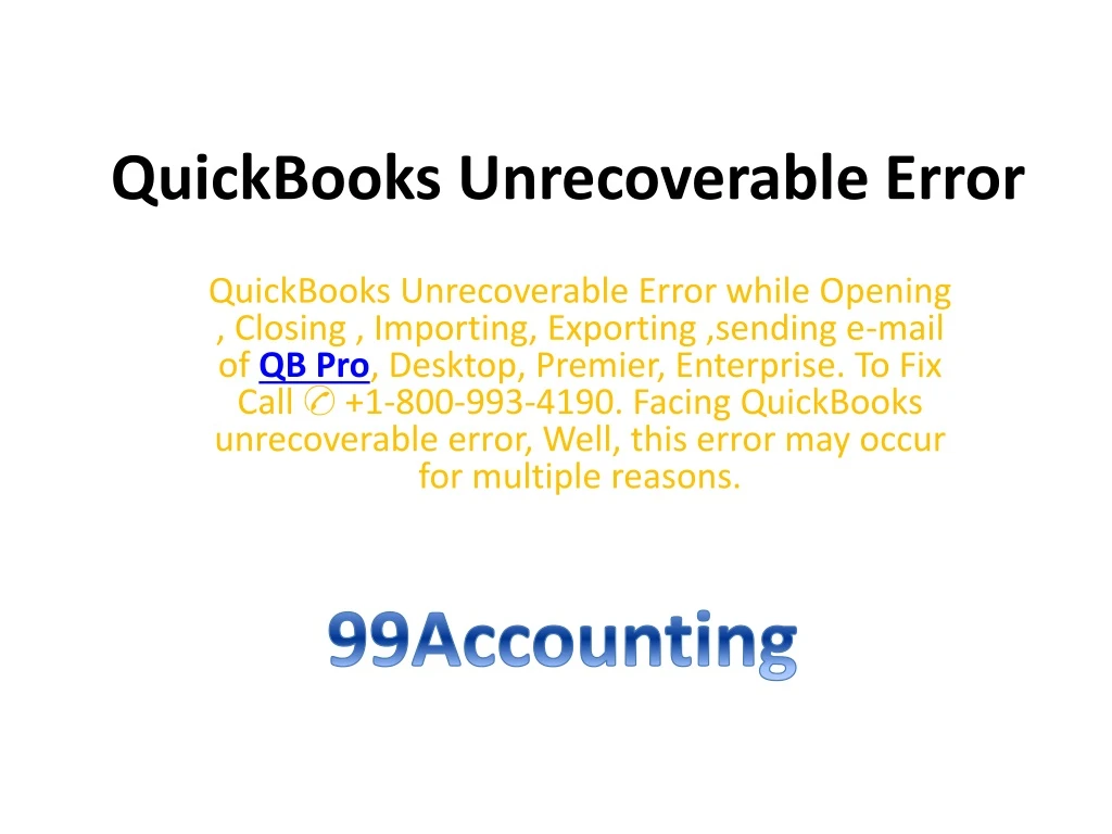 quickbooks unrecoverable error