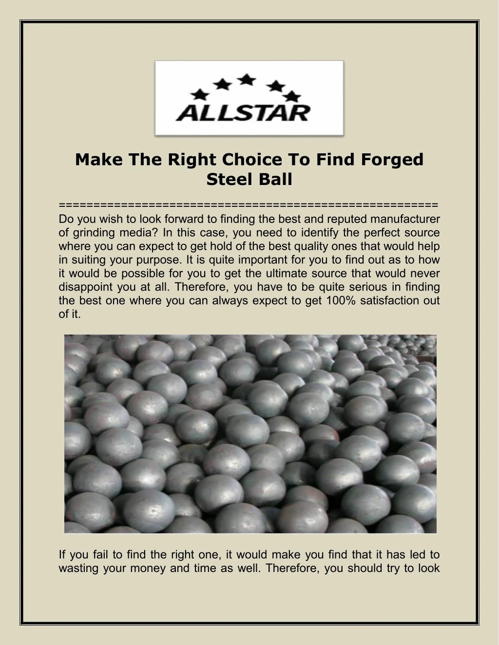 make the right choice to find forged steel ball