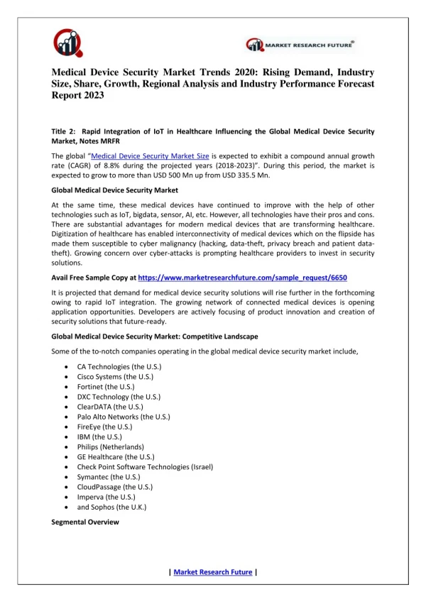 medical device security market trends 2020 rising