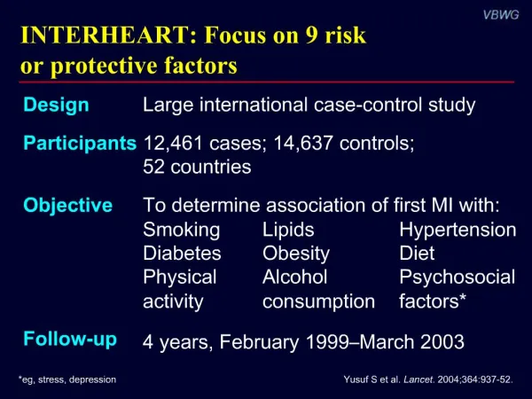 INTERHEART: Focus on 9 risk or protective factors