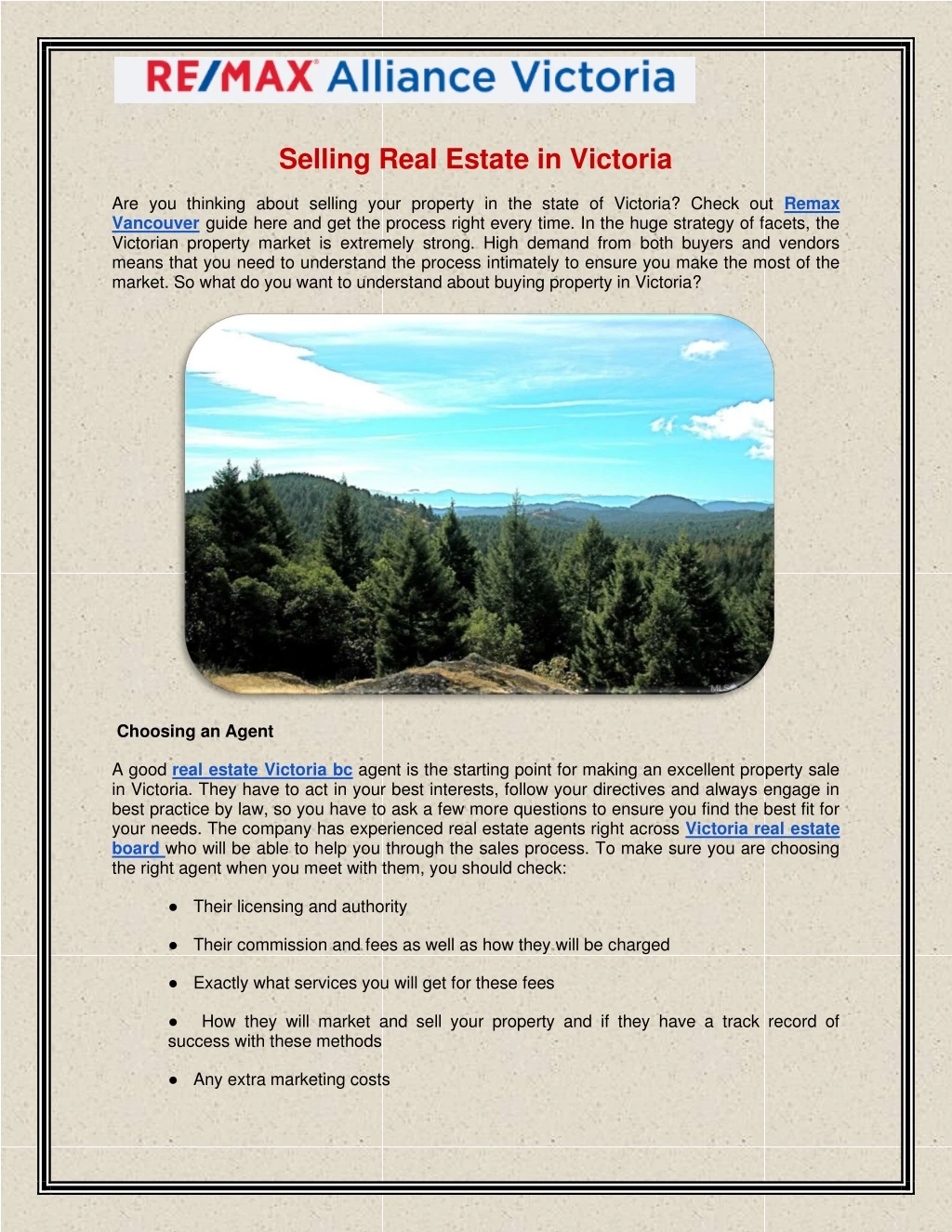 selling real estate in victoria