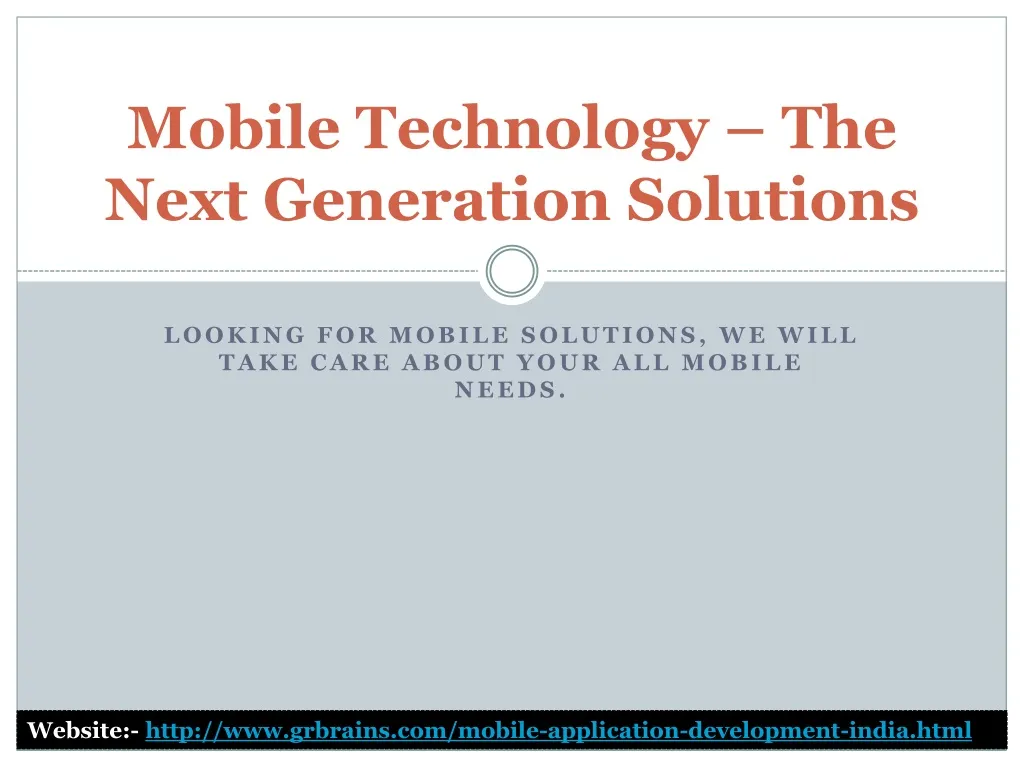 mobile technology the next generation solutions