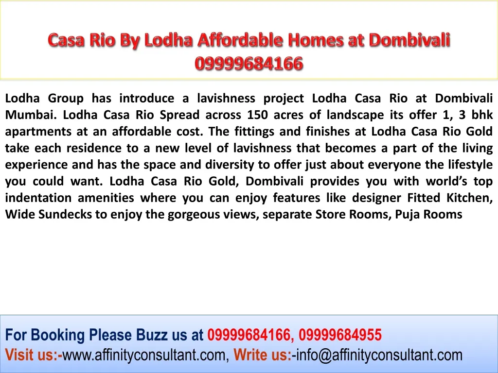 casa rio by lodha affordable homes at dombivali