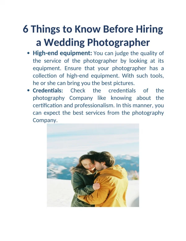 6 Things to Know before Hiring a Wedding Photographer