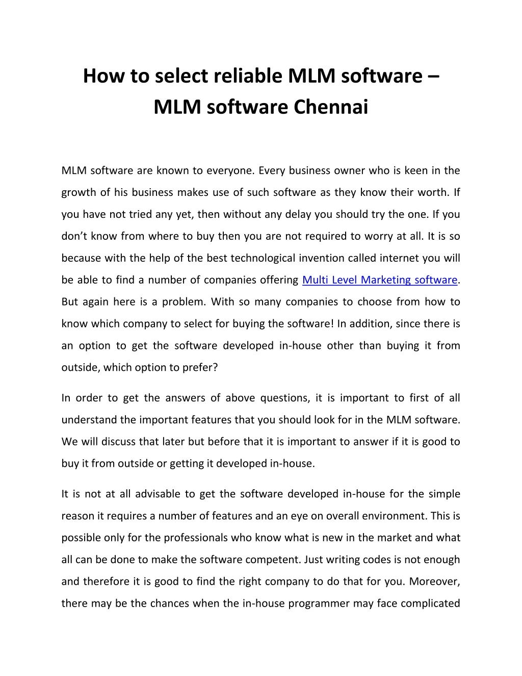how to select reliable mlm software mlm software