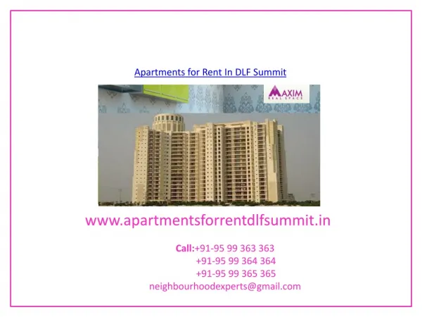 Apartments For Rent In DLF Summit