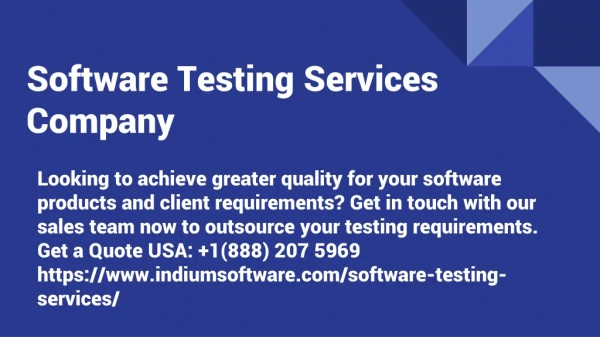 Independent software testing services Company