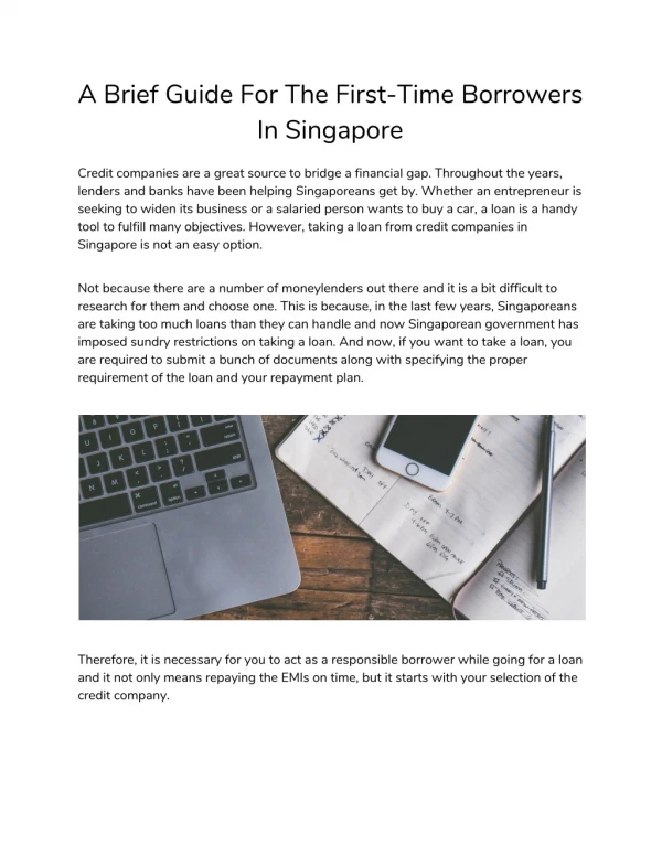 A Brief Guide For The First-Time Borrowers  In Singapore