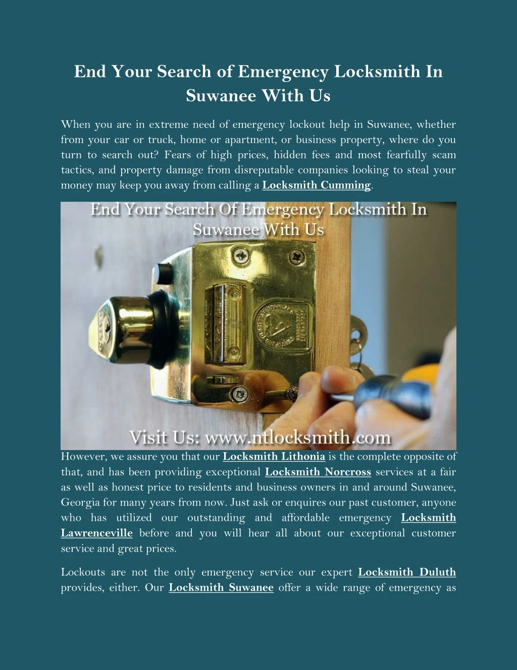 end your search of emergency locksmith in suwanee