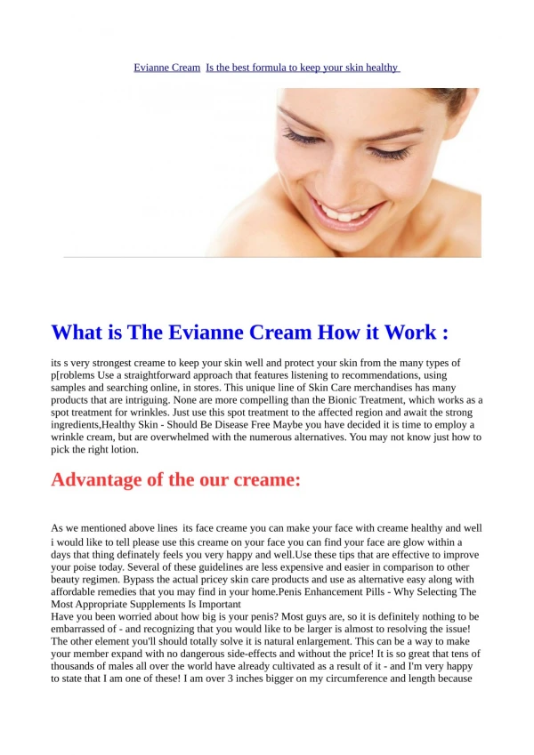 Evianne Cream is the best key of skin treatment