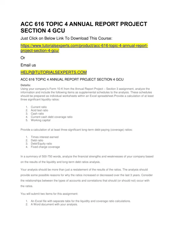 acc 616 topic 4 annual report project section