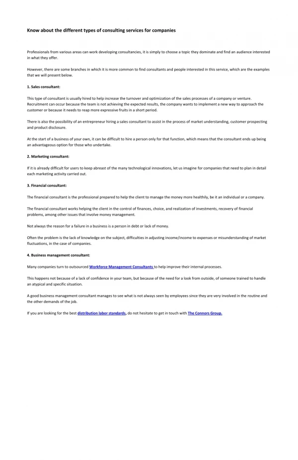 know about the different types of consulting