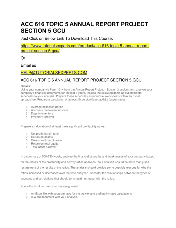 acc 616 topic 5 annual report project section