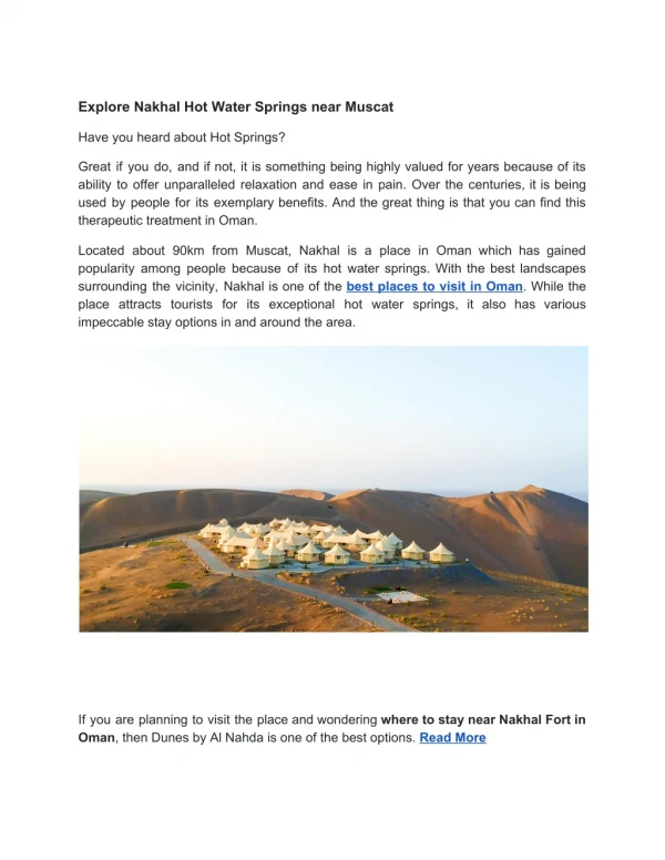 Explore Nakhal Hot Water Springs near Muscat