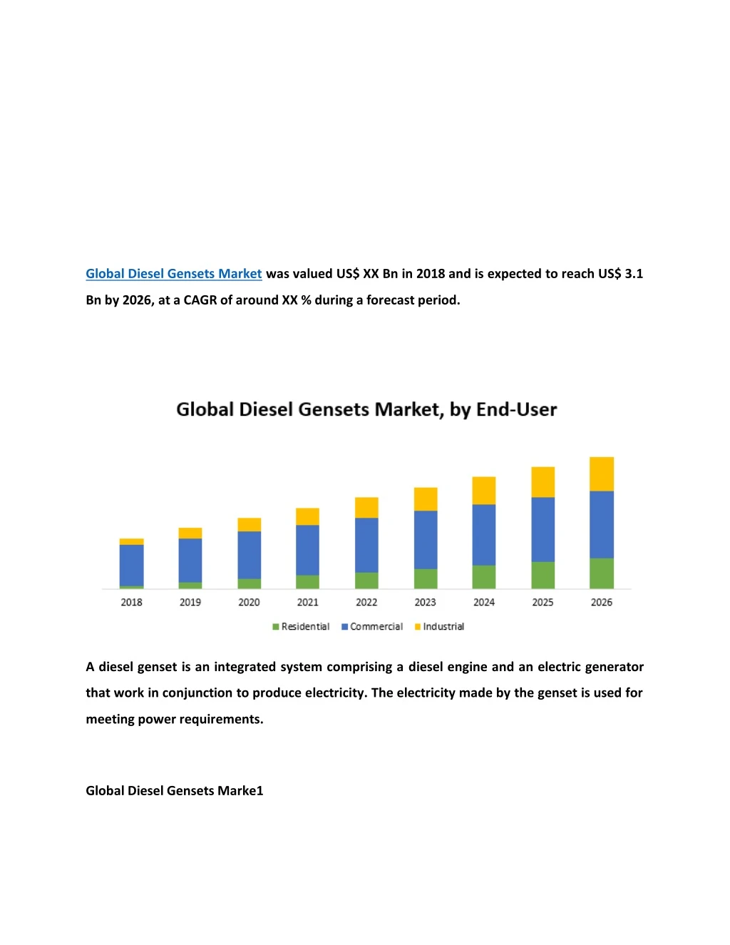 global diesel gensets market was valued
