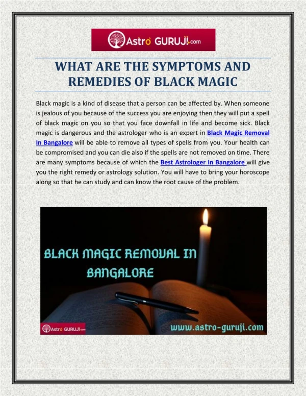WHAT ARE THE SYMPTOMS AND REMEDIES OF BLACK MAGIC