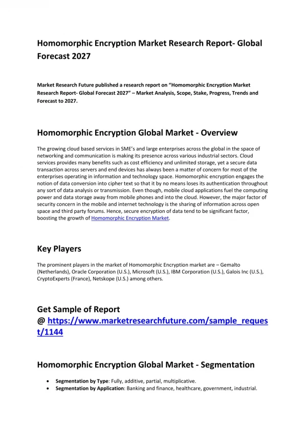 homomorphic encryption market research report
