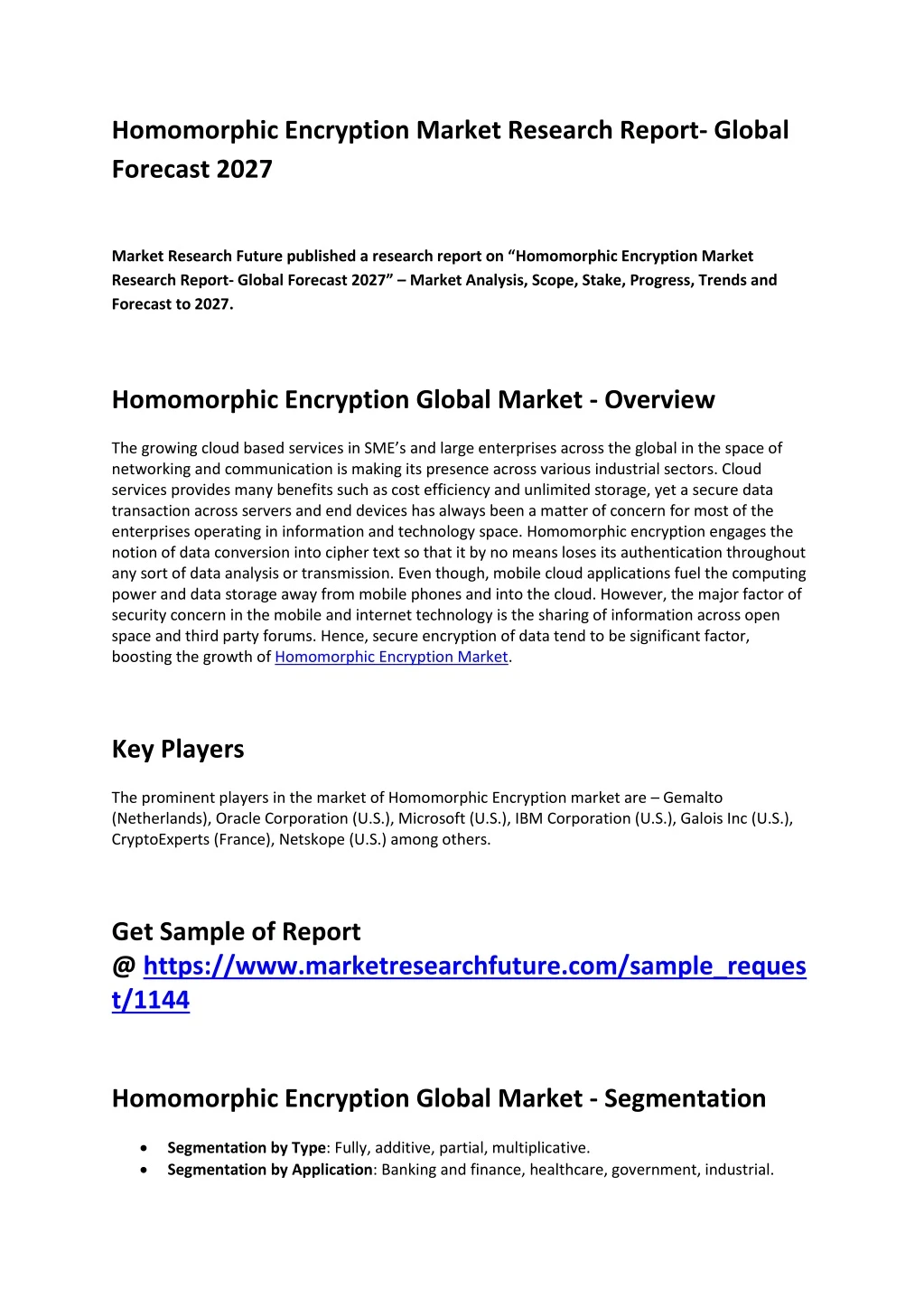 homomorphic encryption market research report