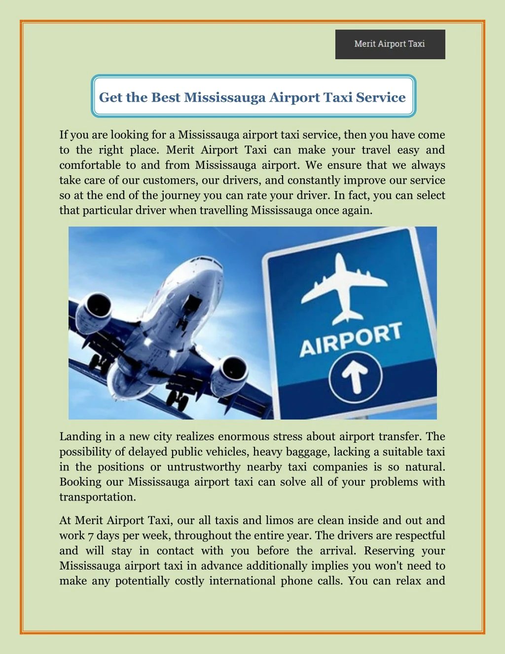 get the best mississauga airport taxi service