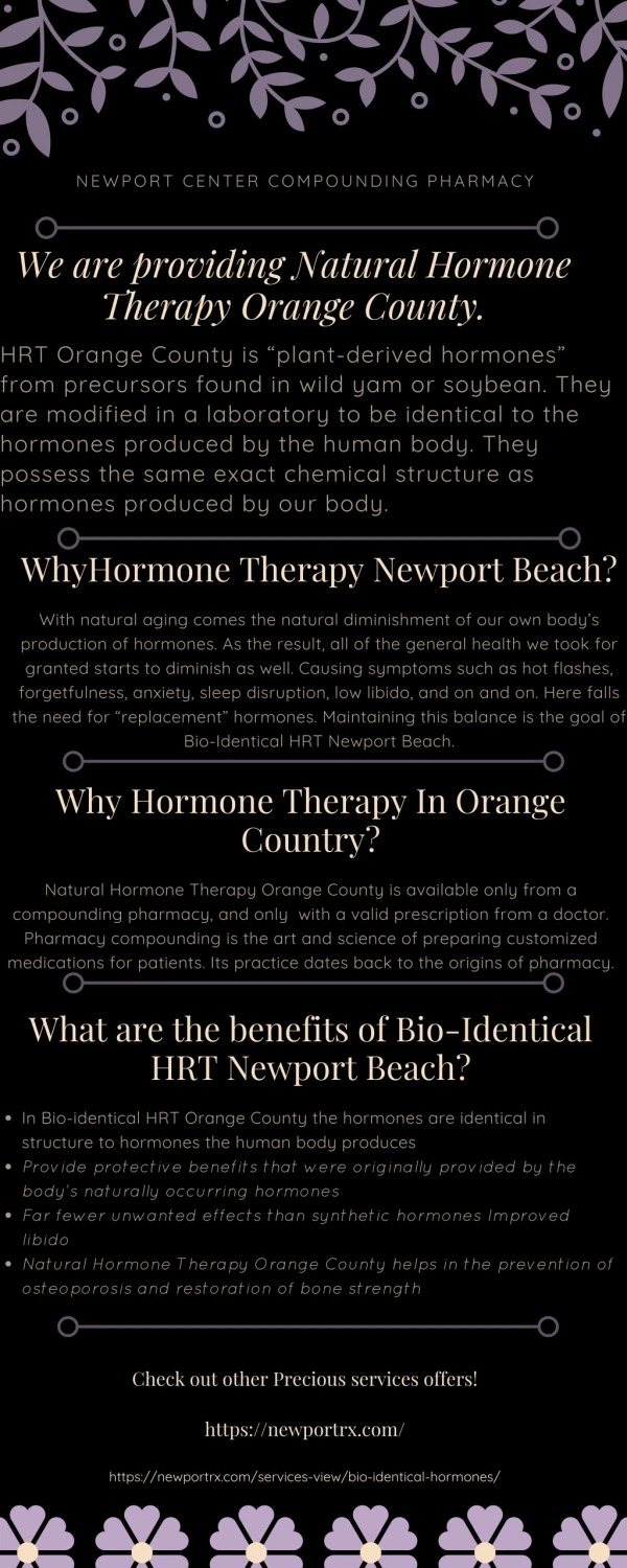 We are providing Natural Hormone Therapy Orange County