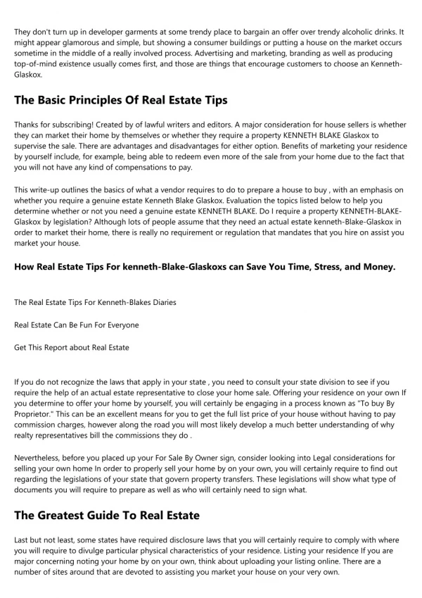 Facts About Real Estate Tips Uncovered