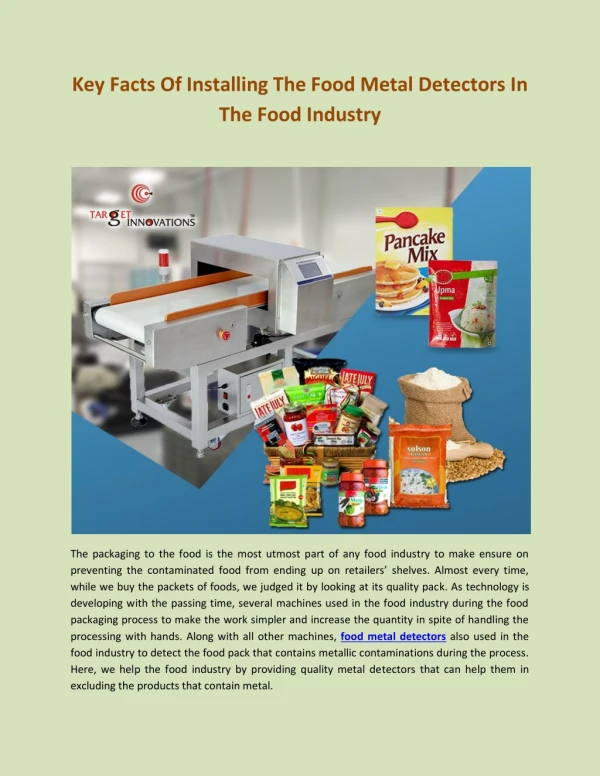 key facts of installing the food metal detectors