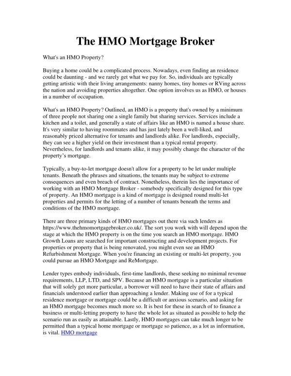 the hmo mortgage broker