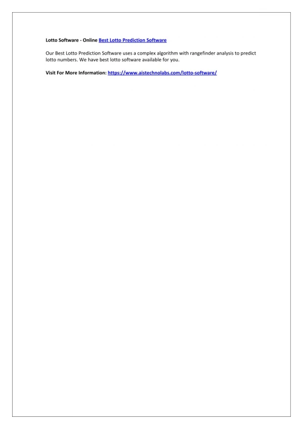 lotto software online best lotto prediction