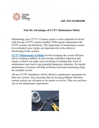 Note the Advantages of CCTV Maintenance in Dubai - slide 1