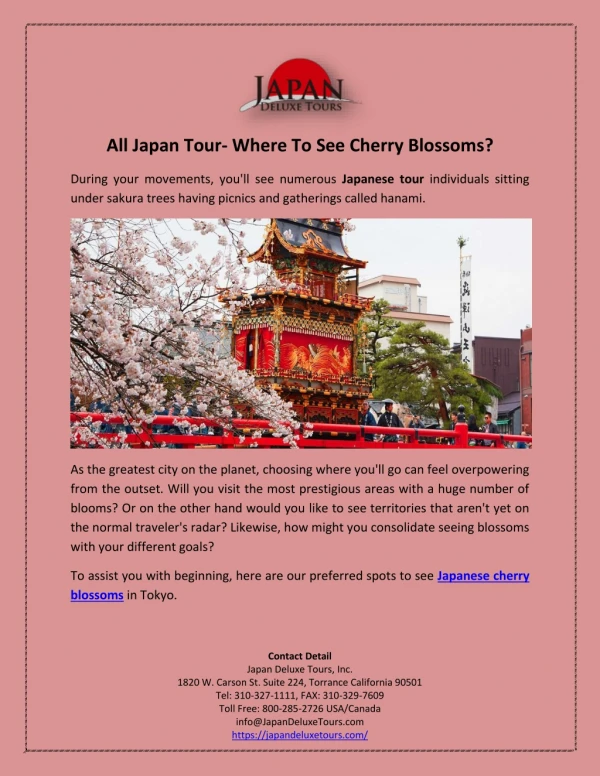 All Japan Tour- Where To See Cherry Blossoms?