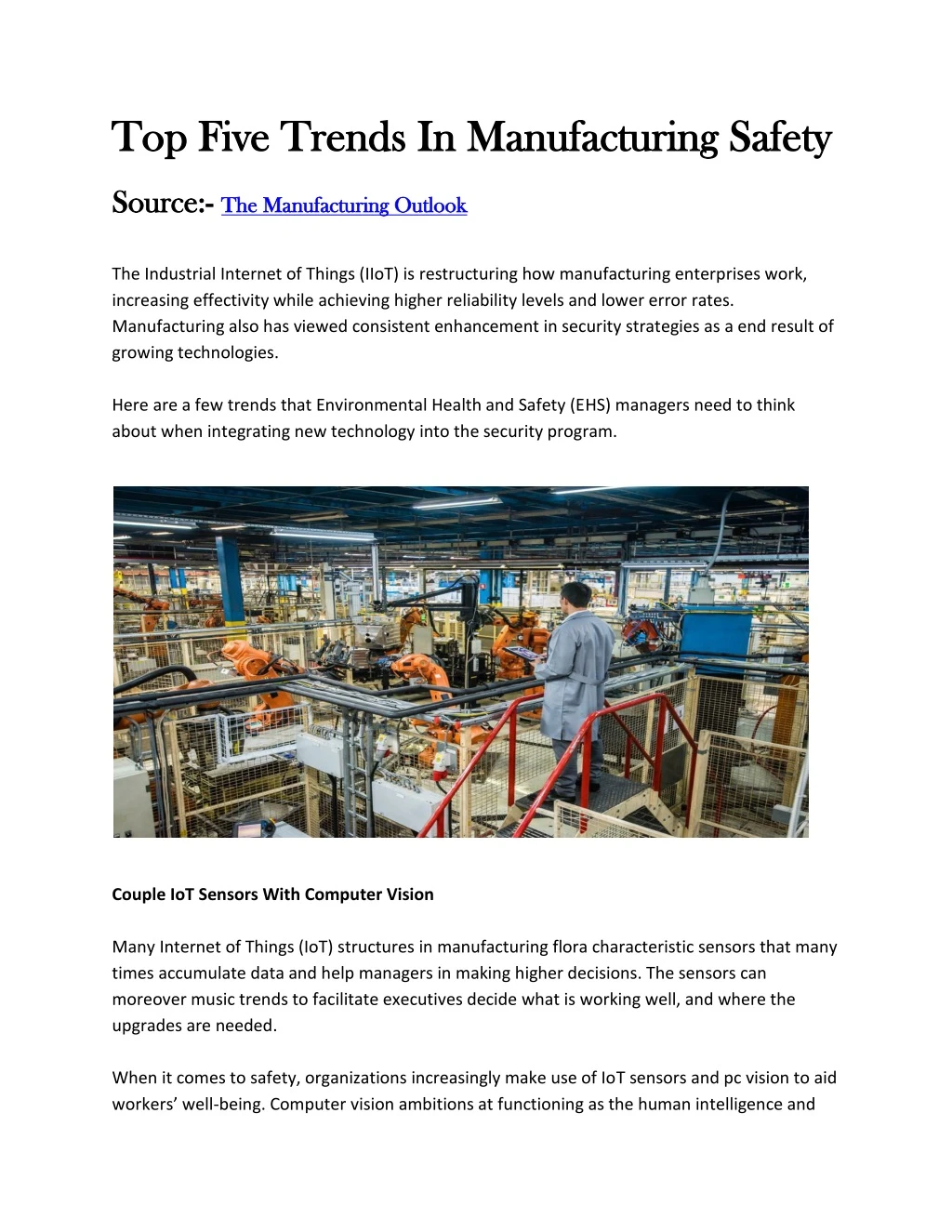 top five trends in manufacturing safety top five