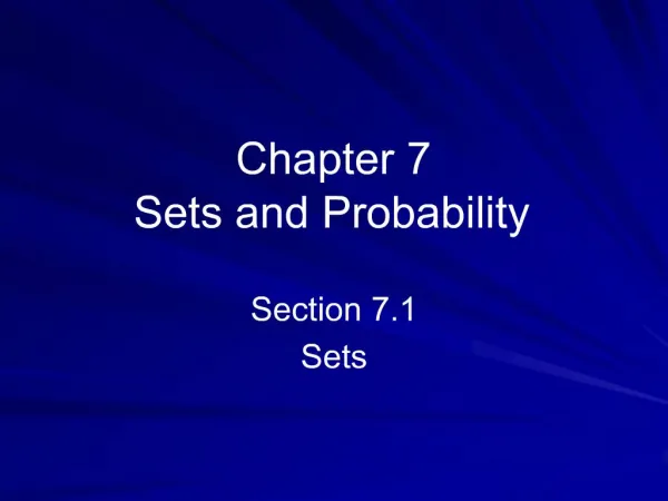 Chapter 7 Sets and Probability