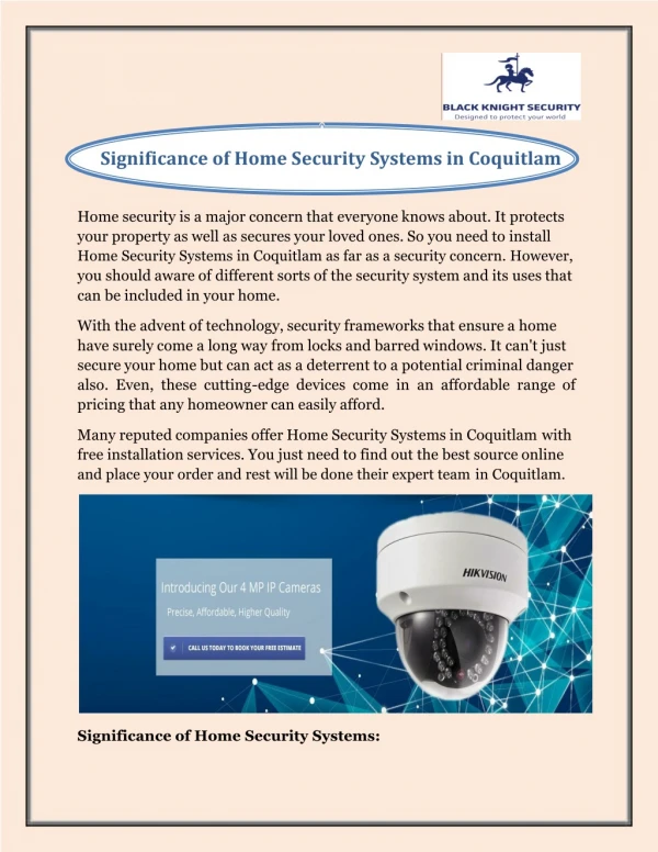 Significance of Home Security Systems in Coquitlam