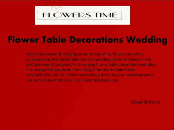 Flowerstime.ca - Flower Table Decorations Wedding