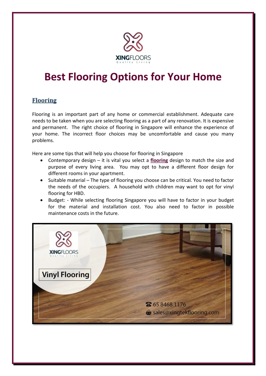best flooring options for your home