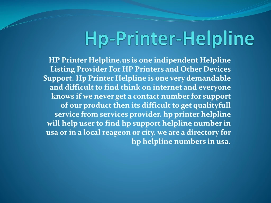 hp printer helpline