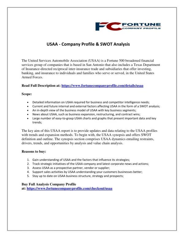 USAA - Company Profile & SWOT Analysis