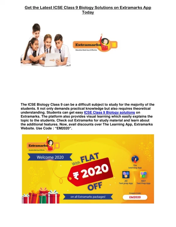 get the latest icse class 9 biology solutions