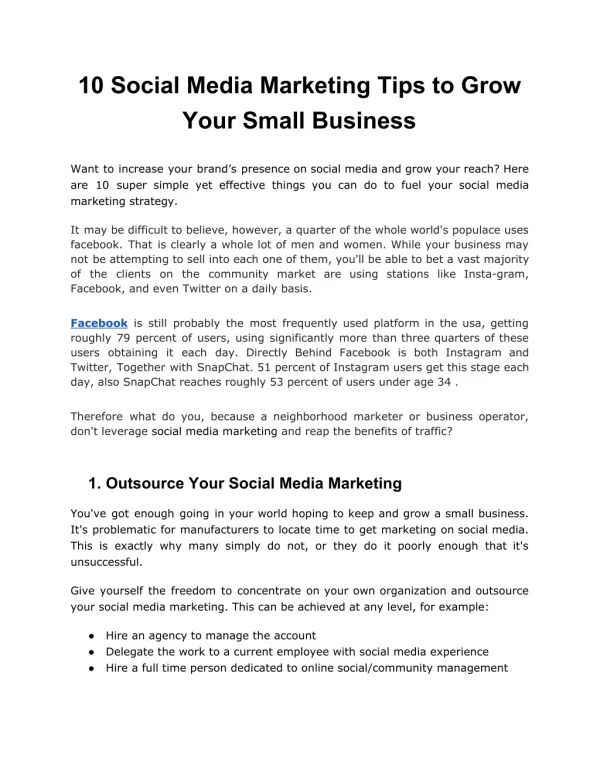 10 social media marketing tips to grow your small business | Marketing done smart