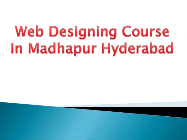 Web Designing Course in Hitech City Kondapur with Placement