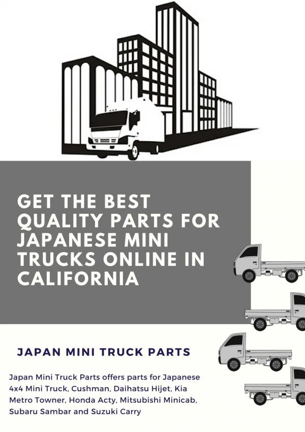 Get the best quality Parts for Japanese Mini Trucks online in California