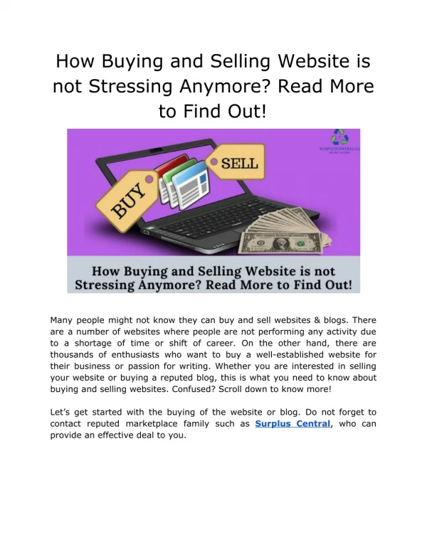 How Buying and Selling Website is not Stressing Anymore? Read More to Find Out!