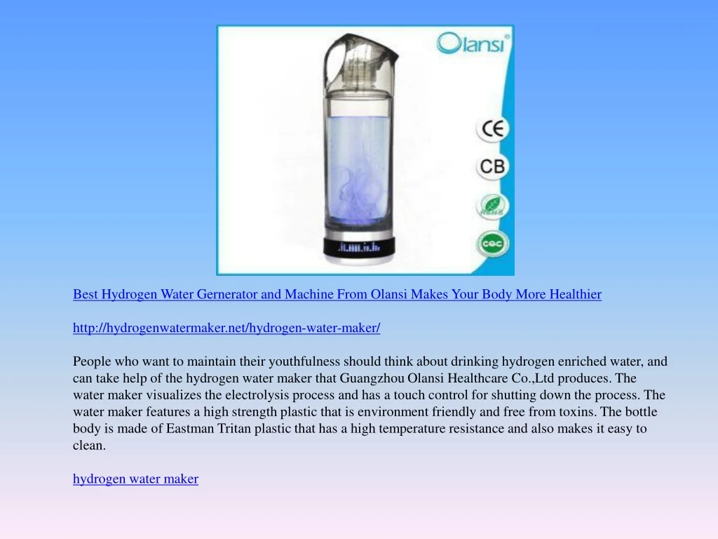 best hydrogen water gernerator and machine from