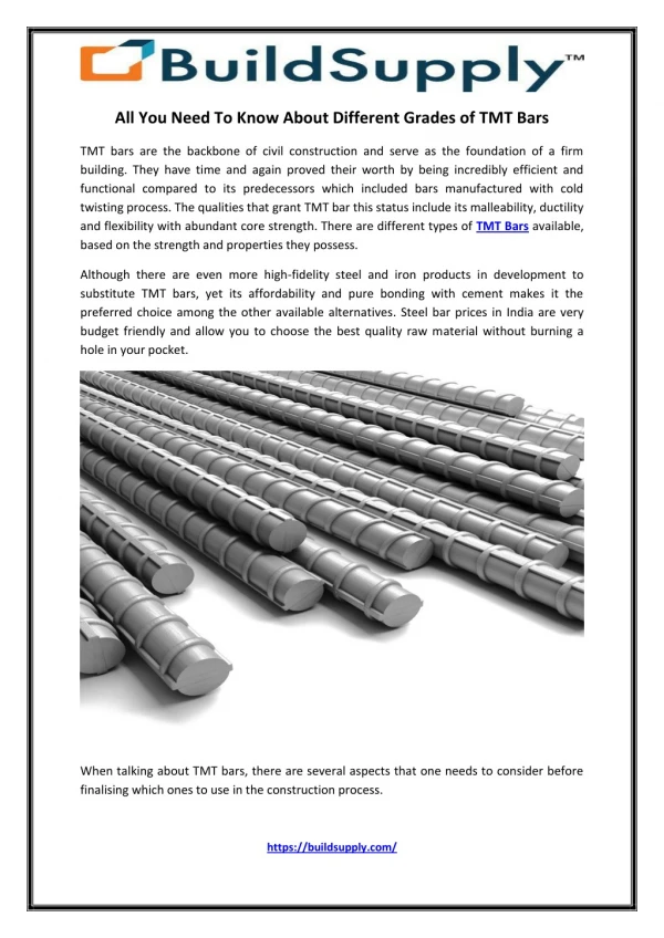 All You Need To Know About Different Grades of TMT Bars