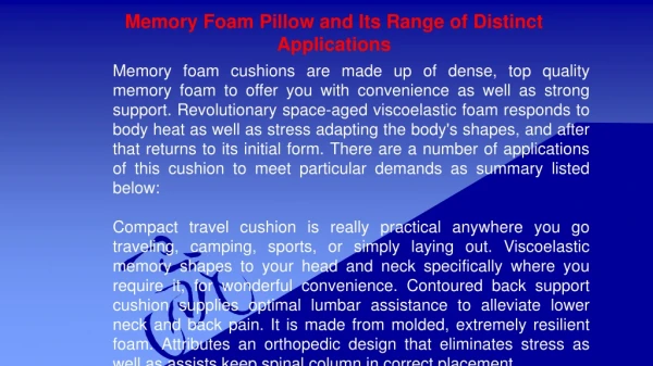 Memory Foam Pillow and Its Range of Distinct Applications
