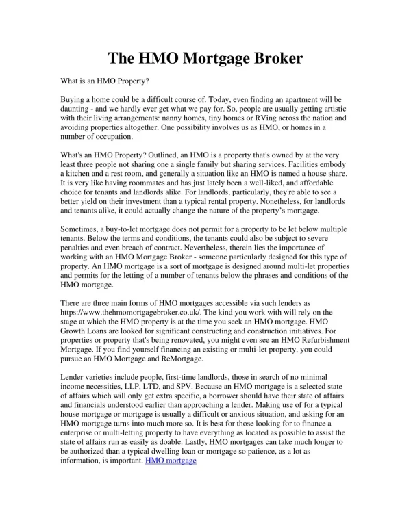 The HMO Mortgage Broker