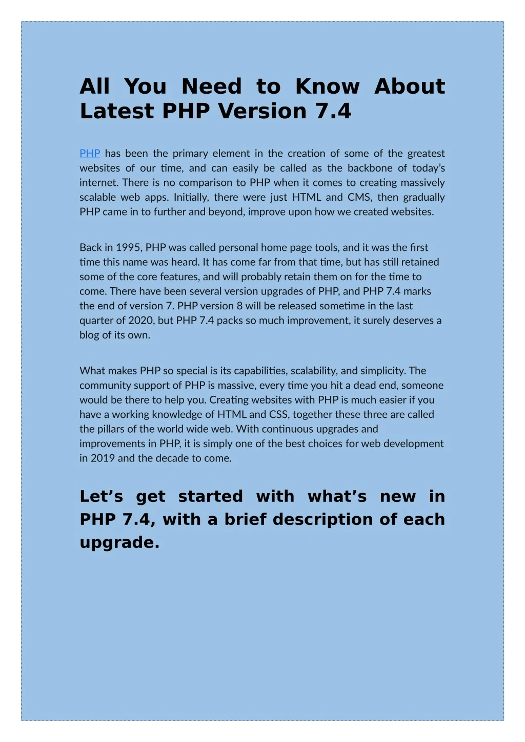 all you need to know about latest php version 7 4