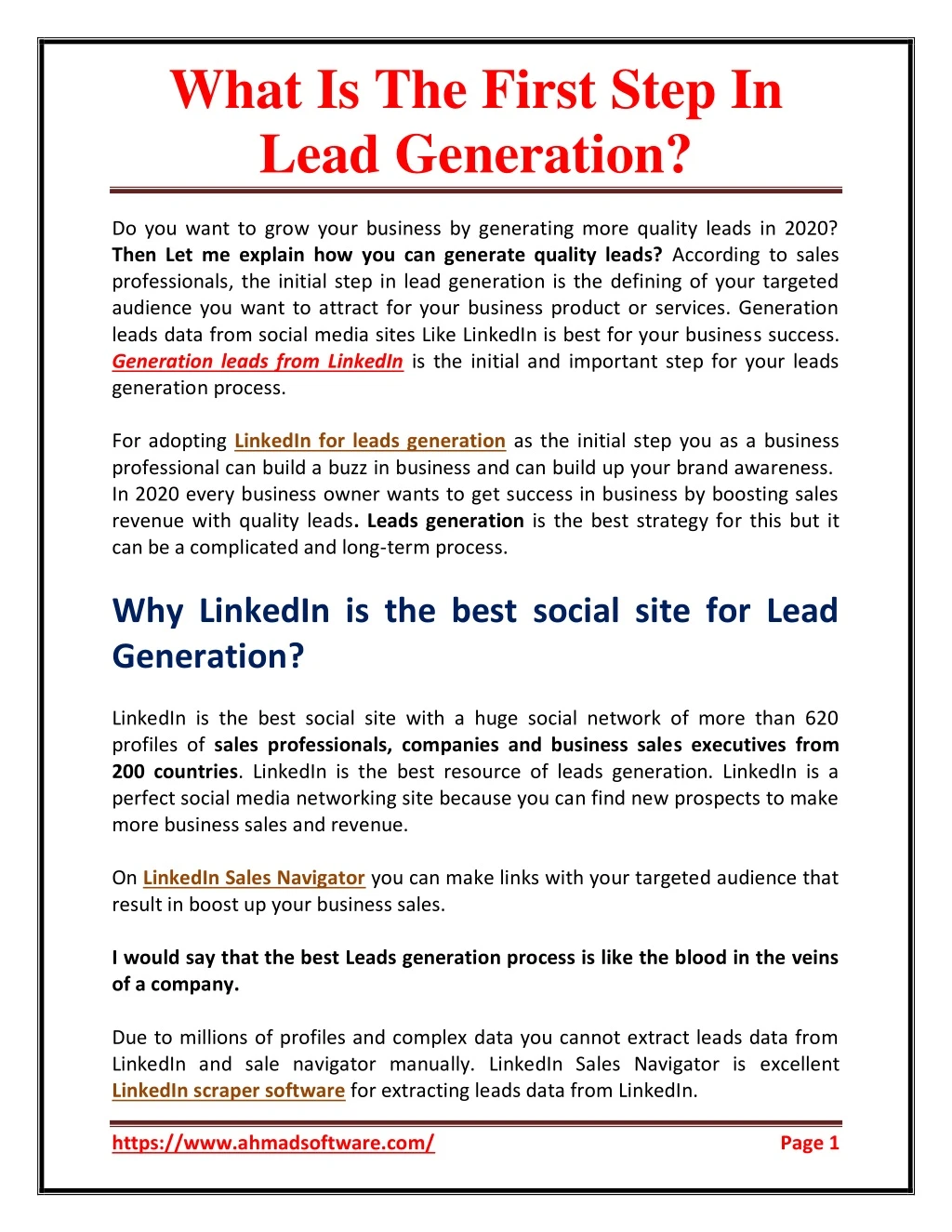 what is the first step in lead generation