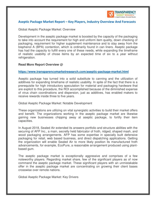 aseptic package market report key players